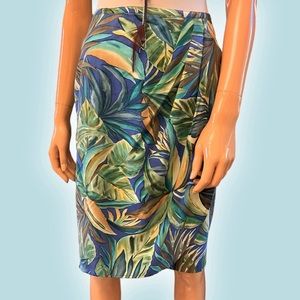 TALBOTS Tropical Print Silk Faux Wrap Mini Skirt